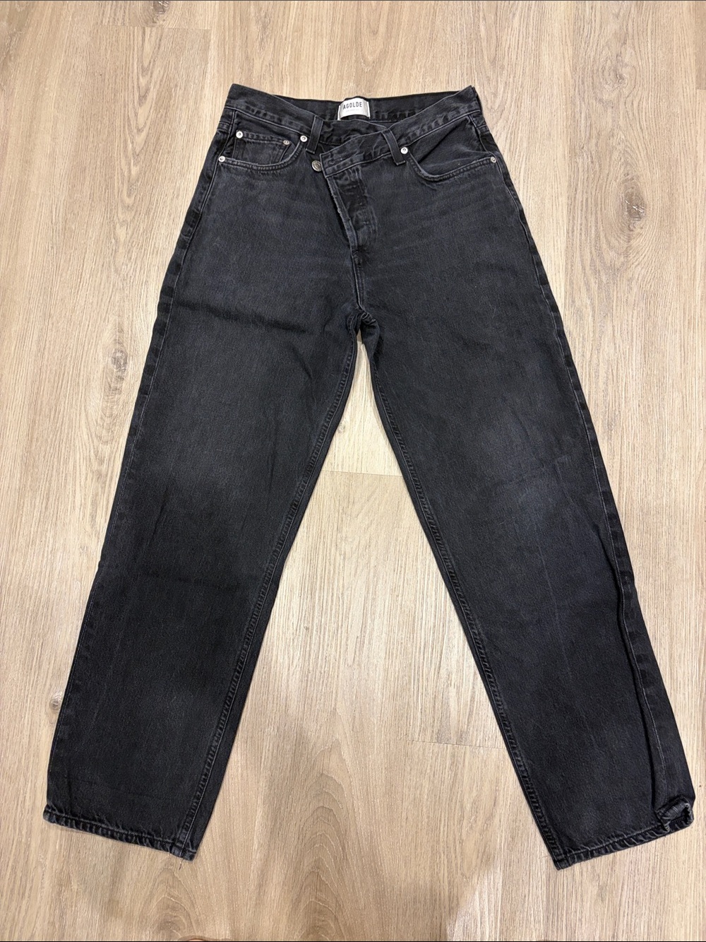 Agolde Criss-Cross Black Denim Jeans